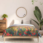 Red poppy field floral blossom landscape color photograph Comforter Gallery Image 3