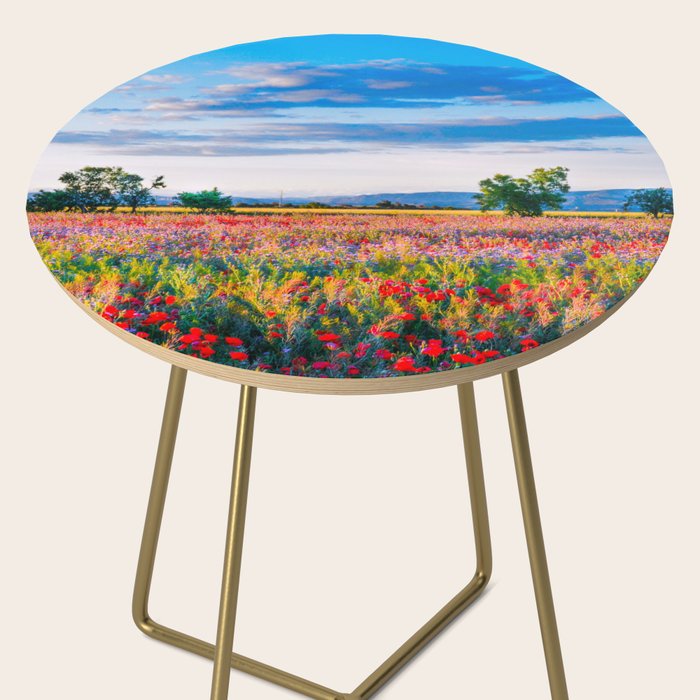 Red poppy field floral blossom landscape color photograph Side Table Gallery Image 2