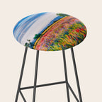Red poppy field floral blossom landscape color photograph Stool Gallery Image 2