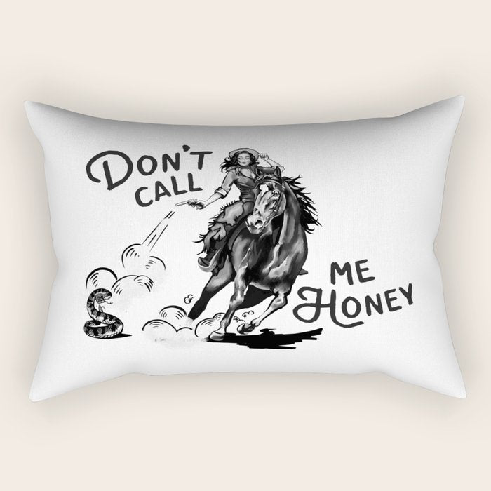 Don't Call Me Honey: Black & White Version Rectangular Pillow Gallery Image 2