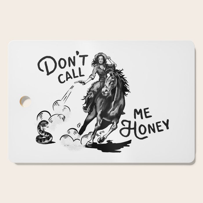 Don't Call Me Honey: Black & White Version Cutting Board Gallery Image 1