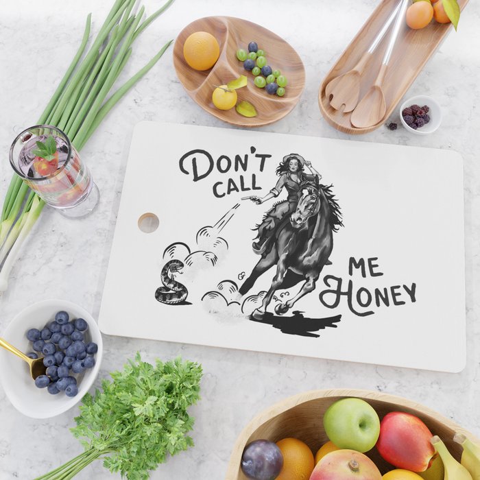 Don't Call Me Honey: Black & White Version Cutting Board Gallery Image 2