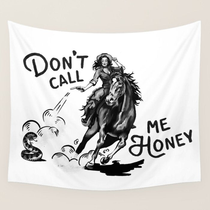 Don't Call Me Honey: Black & White Version Wall Tapestry Gallery Image 4