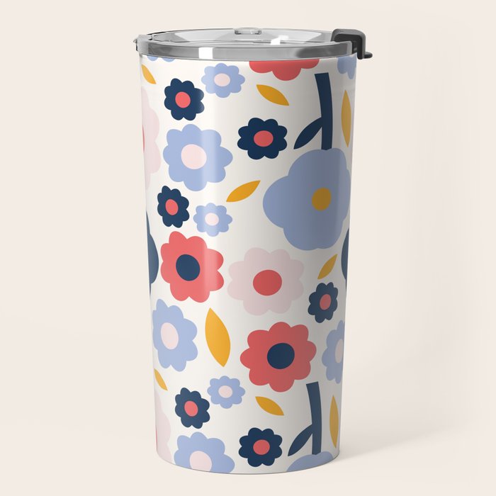 Big colorful flowers pattern Travel Mug Gallery Image 2
