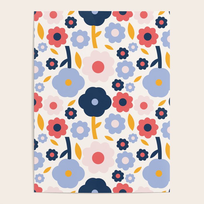 Big colorful flowers pattern Poster Gallery Image 4