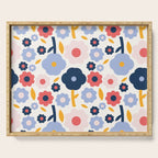 Big colorful flowers pattern Serving Tray Gallery Image 1