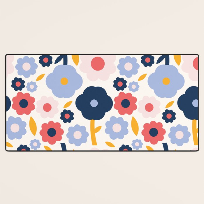 Big colorful flowers pattern Desk Mat Gallery Image 3