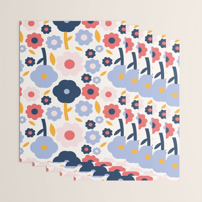 Big colorful flowers pattern Wrapping Paper Gallery Image 3