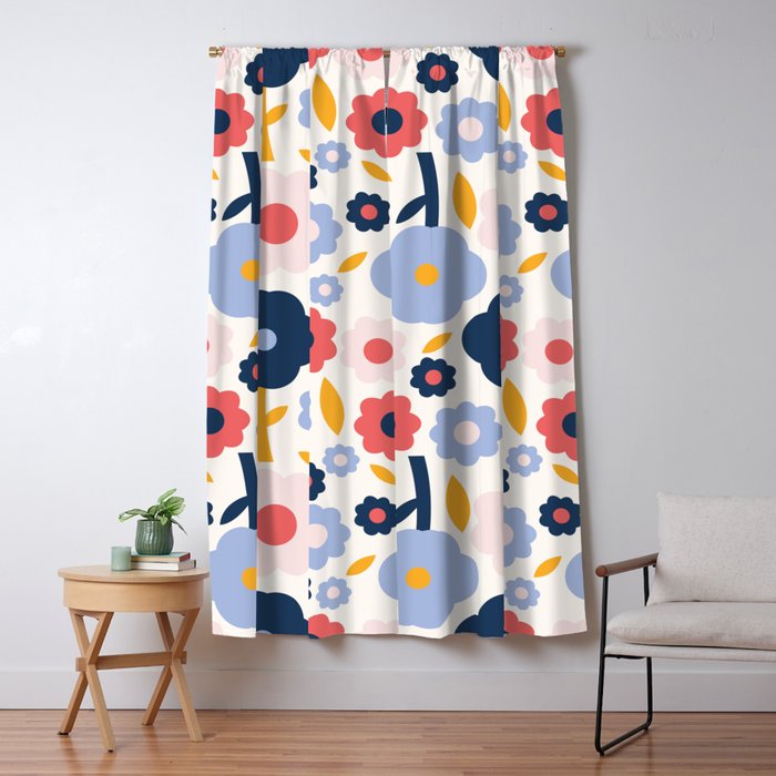 Big colorful flowers pattern Window Curtain Gallery Image 1