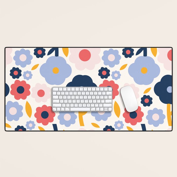 Big colorful flowers pattern Desk Mat Gallery Image 1