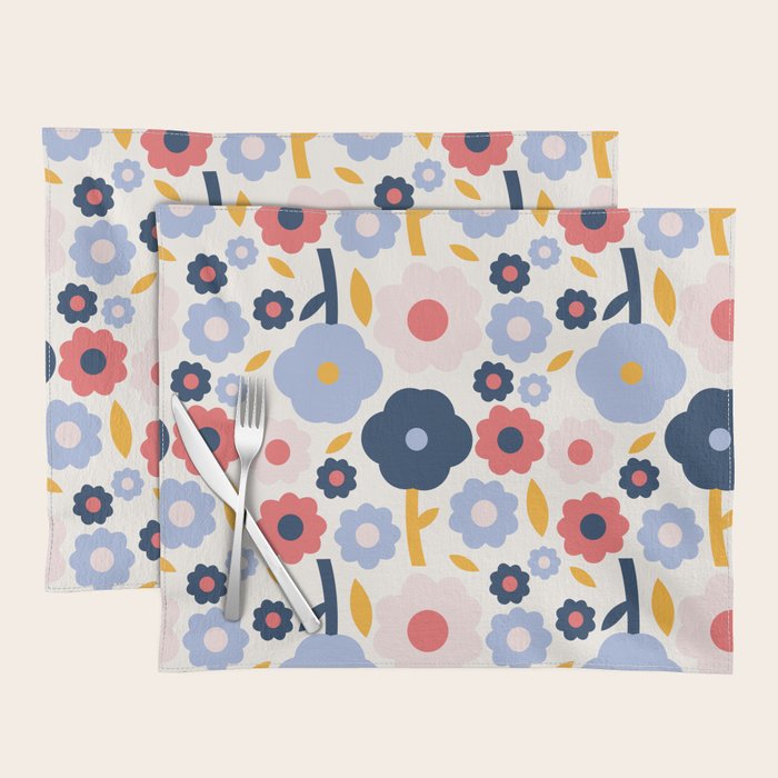 Big colorful flowers pattern Placemat Gallery Image 1