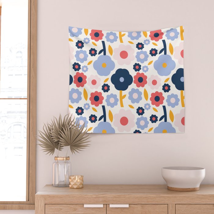 Big colorful flowers pattern Wall Tapestry Gallery Image 2