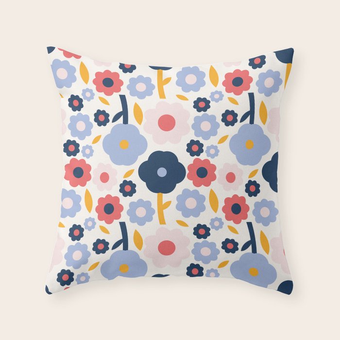 Big colorful flowers pattern Throw Pillow Gallery Image 6