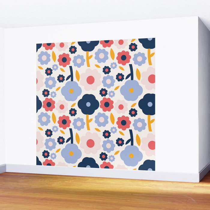 Big colorful flowers pattern Wall Mural Gallery Image 2