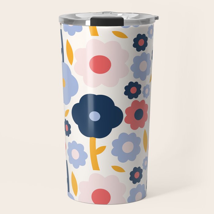 Big colorful flowers pattern Travel Mug Gallery Image 1