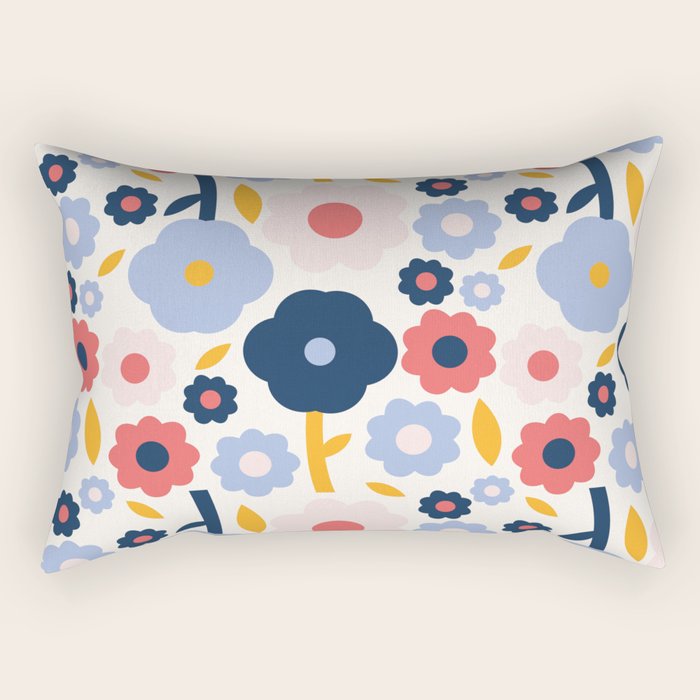Big colorful flowers pattern Rectangular Pillow Gallery Image 1