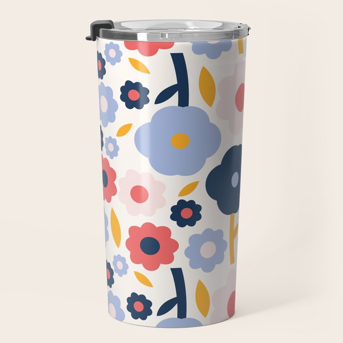 Big colorful flowers pattern Travel Mug Gallery Image 3