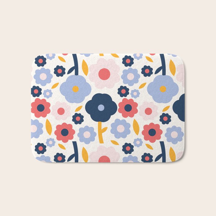 Big colorful flowers pattern Bath Mat Gallery Image 1
