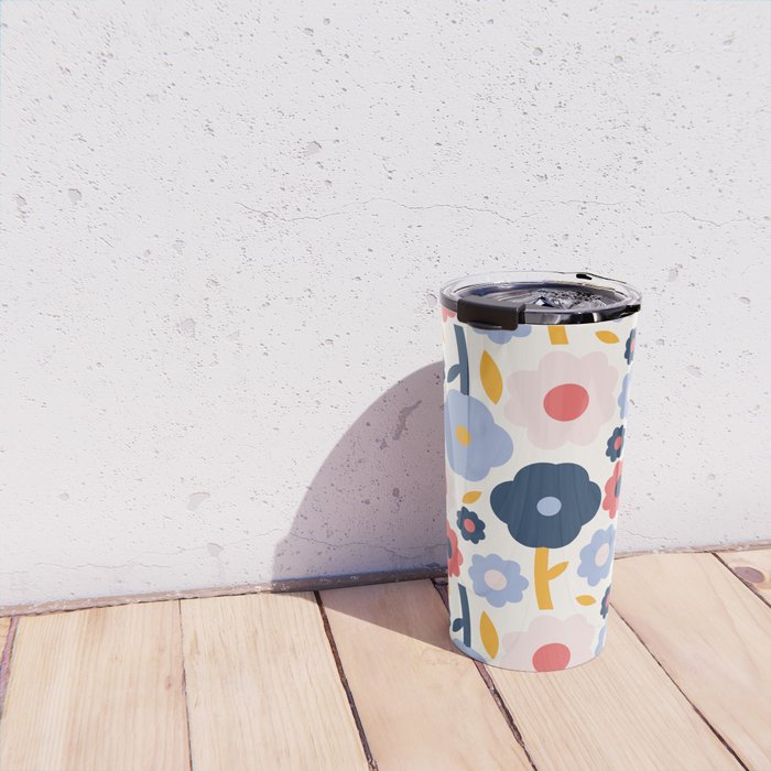 Big colorful flowers pattern Travel Mug Gallery Image 4