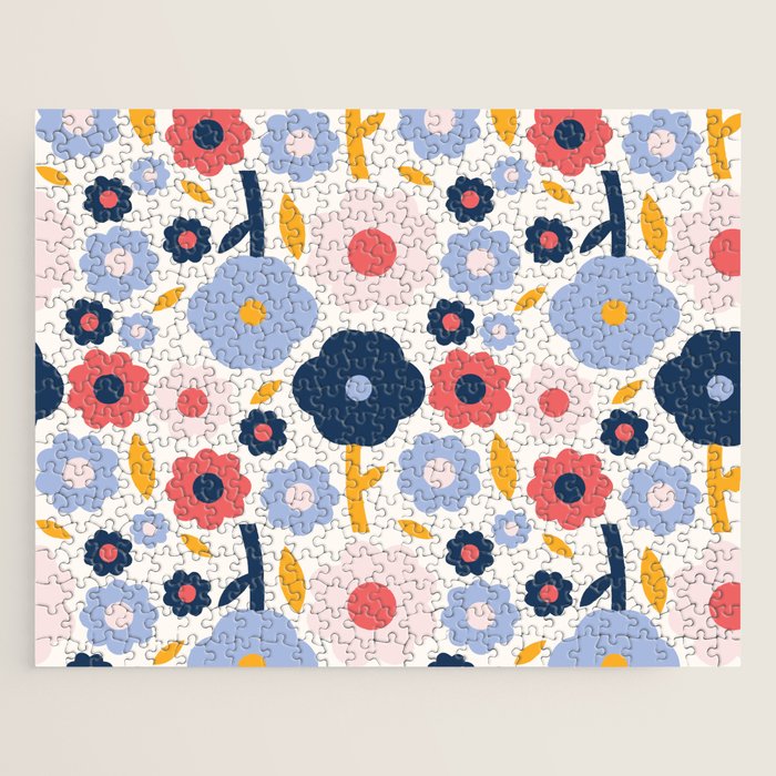 Big colorful flowers pattern Jigsaw Puzzle Gallery Image 1
