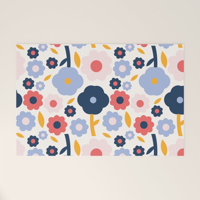 Big colorful flowers pattern Welcome Mat Gallery Image 1