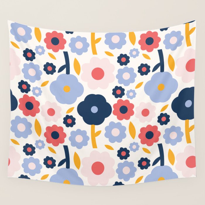 Big colorful flowers pattern Wall Tapestry Gallery Image 4