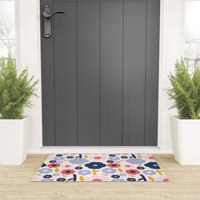 Big colorful flowers pattern Welcome Mat Gallery Image 3