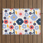 Big colorful flowers pattern Outdoor Rug Gallery Image 1