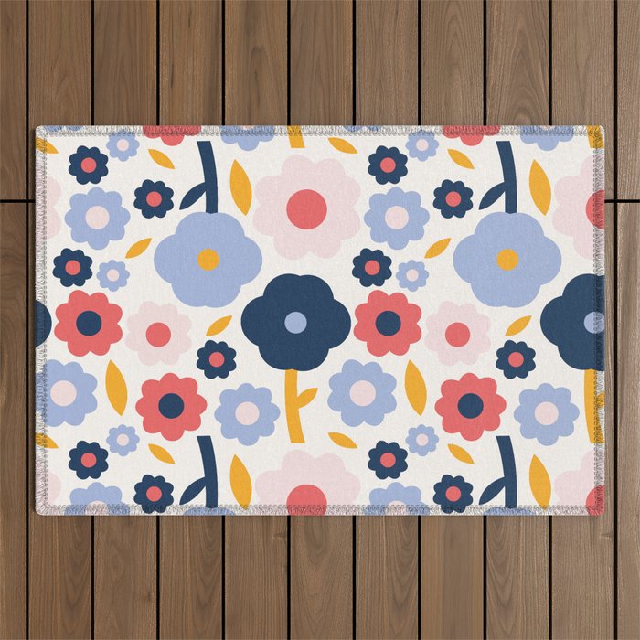 Big colorful flowers pattern Outdoor Rug Gallery Image 1