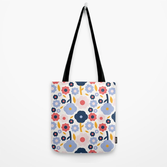 Big colorful flowers pattern Tote Bag Gallery Image 2