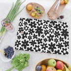 Black and white retro flower pattern Cutting Board Gallery Image 2