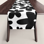 Black and white retro flower pattern Table Runner Gallery Image 1