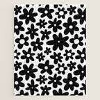 Black and white retro flower pattern Jigsaw Puzzle Gallery Image 1