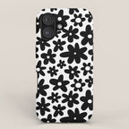 Black and white retro flower pattern iPhone Case Gallery Image 1