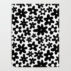 Black and white retro flower pattern Poster Gallery Image 4