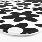 Black and white retro flower pattern Bath Mat Gallery Image 3