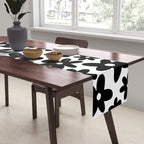 Black and white retro flower pattern Table Runner Gallery Image 2