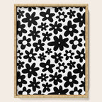 Black and white retro flower pattern Serving Tray Gallery Image 1