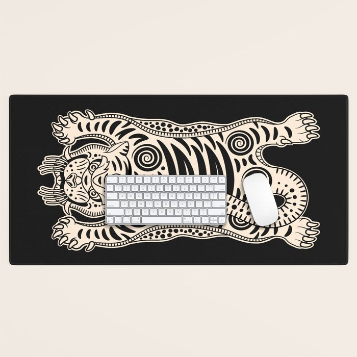 King Of The Jungle 04: Black & White Tiger Edition Desk Mat Gallery Image 1