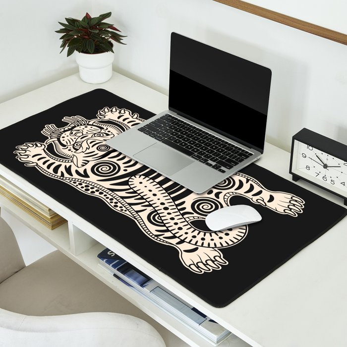 King Of The Jungle 04: Black & White Tiger Edition Desk Mat Gallery Image 2