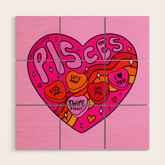 Pisces Valentine Wood Wall Art Gallery Image 1