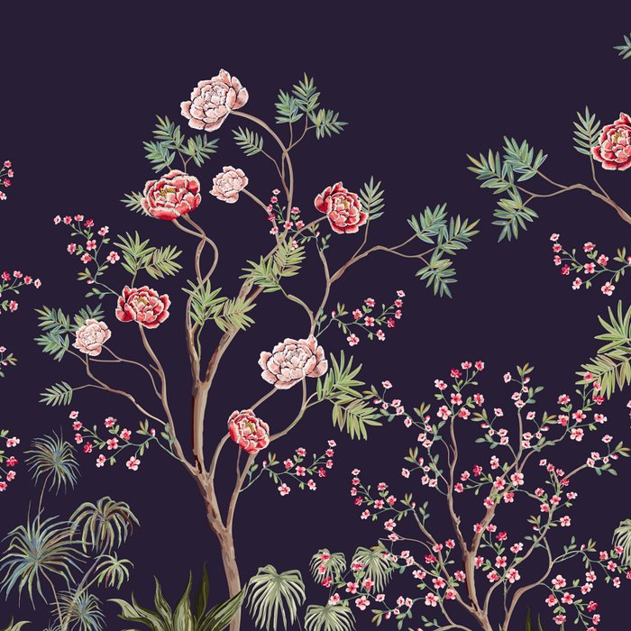 Chinoiserie Dark Blooming Peony Floral Fresco Garden Coffee Mug Gallery Image 2