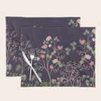 Chinoiserie Dark Blooming Peony Floral Fresco Garden Placemat Gallery Image 1