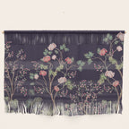 Chinoiserie Dark Blooming Peony Floral Fresco Garden Wall Hanging Gallery Image 1
