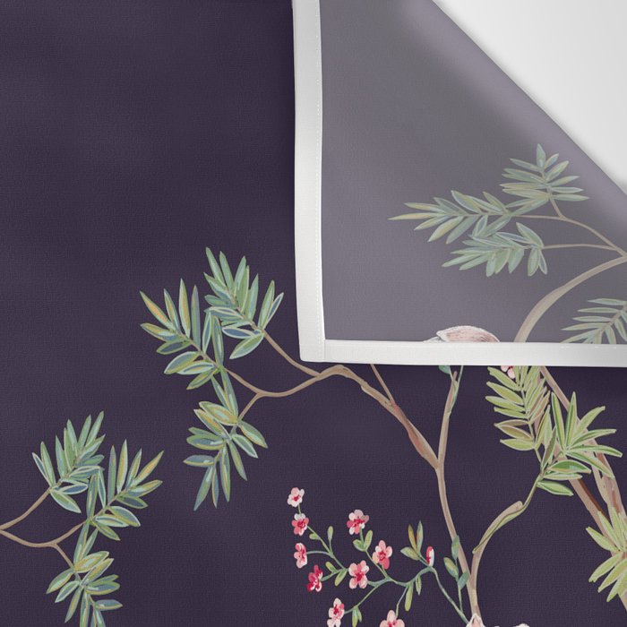 Chinoiserie Dark Blooming Peony Floral Fresco Garden Wall Tapestry Gallery Image 3