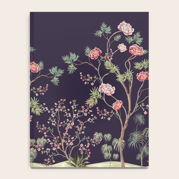 Chinoiserie Dark Blooming Peony Floral Fresco Garden Notebook Gallery Image 4