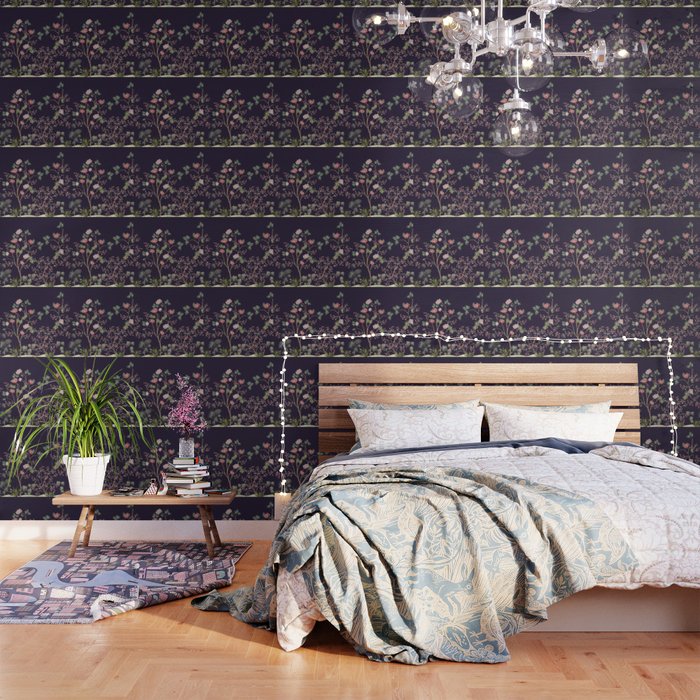 Chinoiserie Dark Blooming Peony Floral Fresco Garden Wallpaper Gallery Image 3