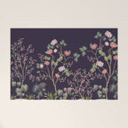 Chinoiserie Dark Blooming Peony Floral Fresco Garden Welcome Mat Gallery Image 1