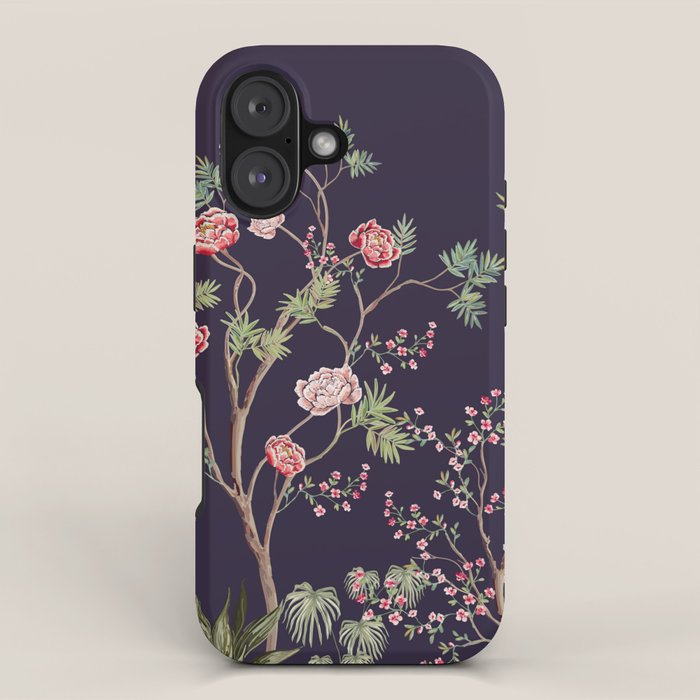 Chinoiserie Dark Blooming Peony Floral Fresco Garden iPhone Case Gallery Image 1