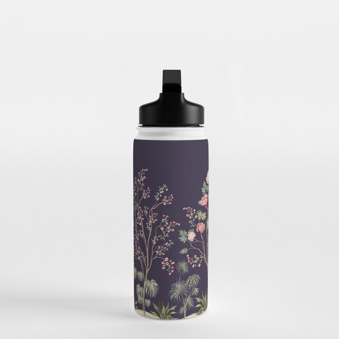 Chinoiserie Dark Blooming Peony Floral Fresco Garden Water Bottle Gallery Image 3